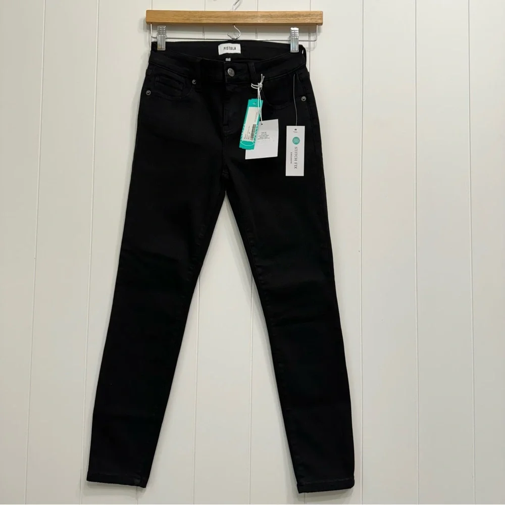 Pistola Mid Rise Skinny Denim Jeans Black Size 26 NWT Stretch Cropped Ankle - Picture 3 of 14
